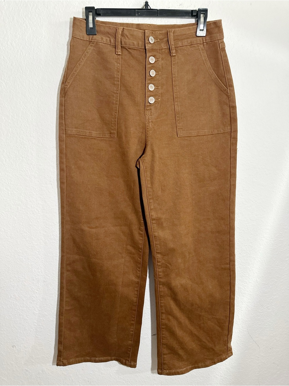 Sidefeel Amazon Brown High Waist Button Fly Patch Pockets Pants Size 10